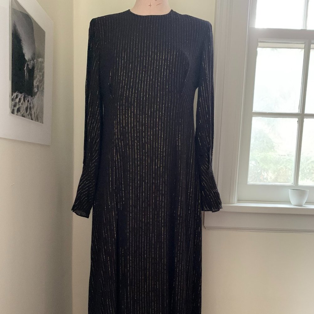 & Other Stories Black and Gold Midi Dress